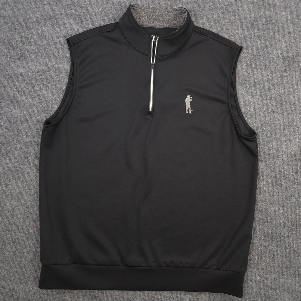 U Suck At Golf Vest Mens L Black Performance Jersey 1/4 Zip Pullover Athletic